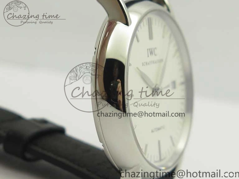 MIROTIME 0420 Fashionable Portofino Automatic SS TWF 1:1 Best Edition Silver Dial SS Markers on Black Leather Strap A 7200